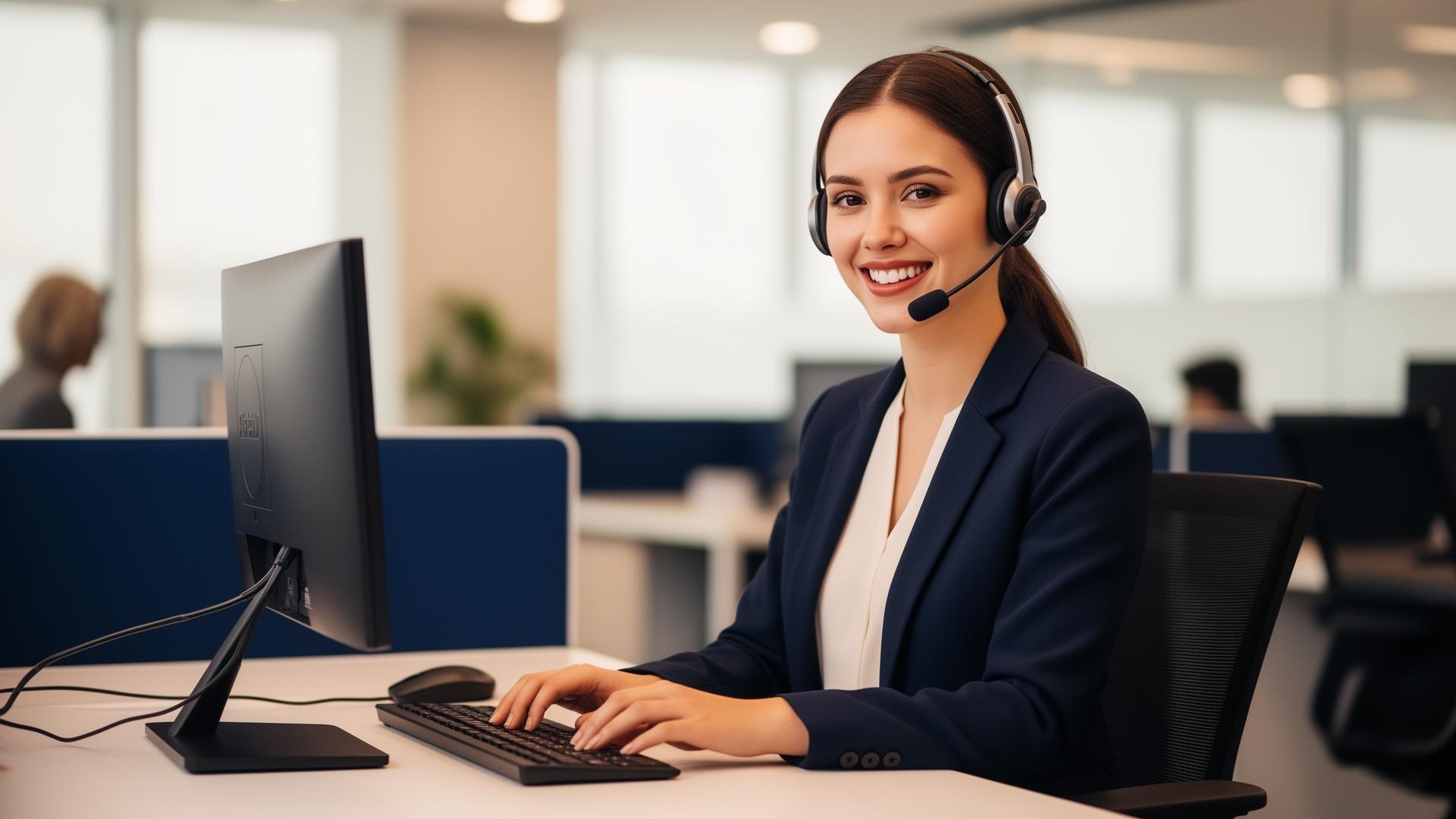 Operatrice telefonica al lavoro